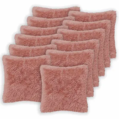 vidaXL Husă pentru pernă 12 pcs HEERLEN Roz 45 x 45 cm Fleece PV