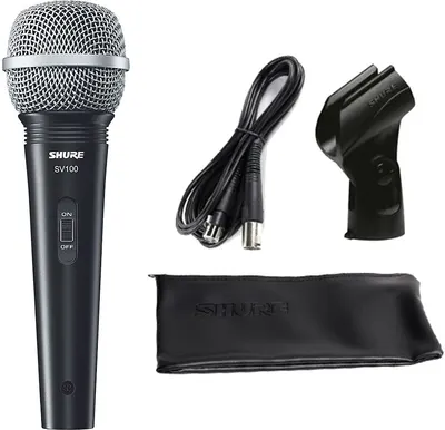 Microfon Shure - SV100A, cablu + clema + husa, negru