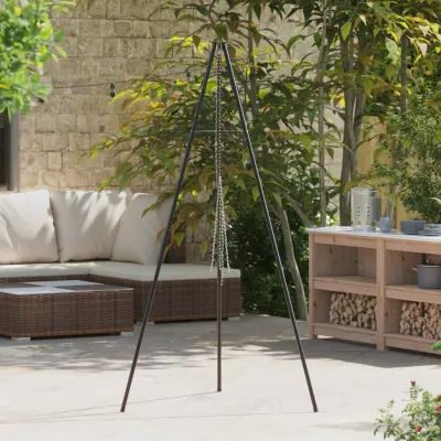 vidaXL Treppied pentru foc de tabără Negru 92 x 92 x 191,5 cm Oțel