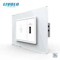 Intrerupator tactil simplu control telecomanda RF + priza USB, 3M, rama sticla Alb