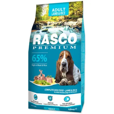 Hrana uscata pentru caini Rasco Premium Adult, cu Miel si Orez 15 kg