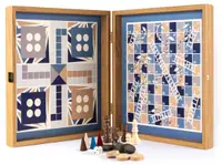 Set Manopoulos 4 în 1 - Șah, table, Nu te supăra, frate!, Șerpi și scări, Navy Blue