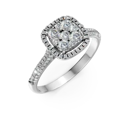 Inel de logodna din aur alb cu diamante microsetting de 0.6ct