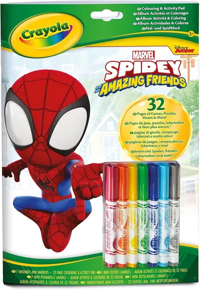 Carte de colorat Crayola - Spidey, cu 7 markere
