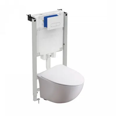 Set vas wc rimless suspendat cu capac softclose, Foglia Alice si rezervor incastrat Prosys cu set de fixare inclus si clapeta Oleas M1 alb lucios, Ideal Standard