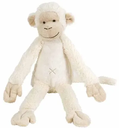 Jucarie moale Happy Horse - Maimutica Mickey, alb, 43 cm