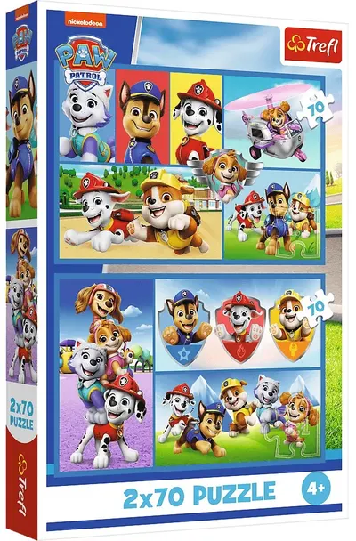 Puzzle pentru copii Trefl din 2 x 70 piese - Patrula căţeluşilor