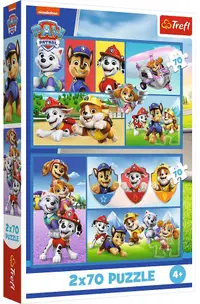 Puzzle pentru copii Trefl din 2 x 70 piese - Patrula căţeluşilor