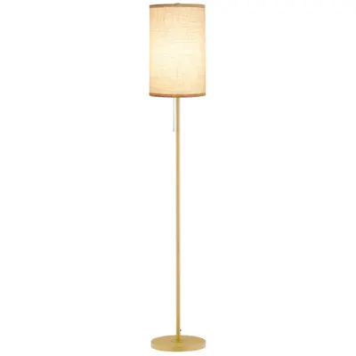 HOMCOM Lampadar design 40 W max. picior oțel dorat abajur material textil cremă dim. 25,5 x 25,5 x 157 cm auriu și bej | Aosom Romania