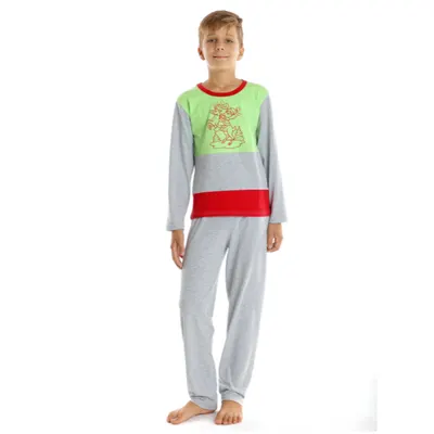 Pijama copii (baieti) AI2360 gri/vernil/rosu, Andana | marimea 34 (7/8 ani)