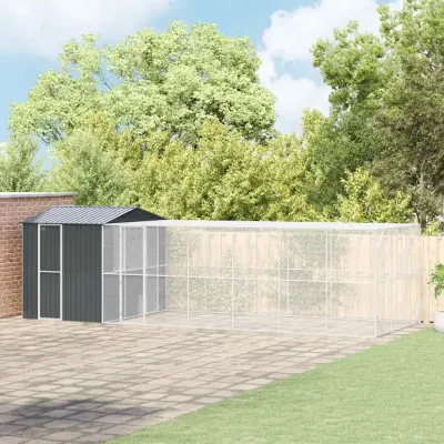 vidaXL Cușcă pentru păsări Antracit 845 x 304 x 247 cm Oțel Galvanizat