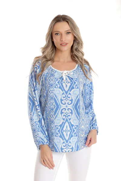 Bluza ie CP25027 alb & bleu & albastru, Cesy | marimea S
