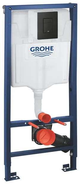 Set 3in1 cadru WC Grohe Rapid SL, incastrat, suporti, clapeta negru mat, otel, 388112430