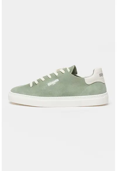 Pantofi sport de piele intoarsa cu insertie de piele - Verde aquamarin