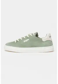 Pantofi sport de piele intoarsa cu insertie de piele - Verde aquamarin