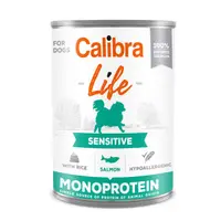 Calibra Dog Life Sensitive, hrana umeda pentru caini adulti cu digestie sensibila, cu orez si somon, 6 x 400 g