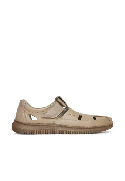 Sandale barbati - piele naturala - bej - inchidere velcro - tehnologie Antistress