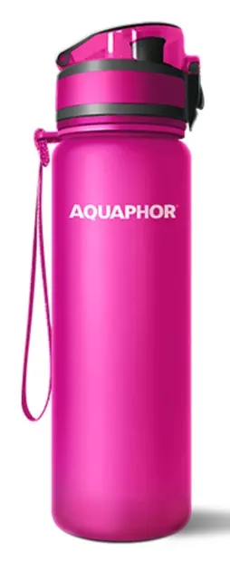 Sticlă filtrantă pentru apă Aquaphor - City, Filter, 0.5 l, roz