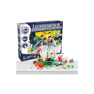 Joc Hashtag Toys STEAM - Ultra set de 250 experimente stiintifice, lb. romana, +8 ani