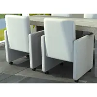 vidaXL Scaune de bucătărie, 2 buc., alb, piele ecologică
