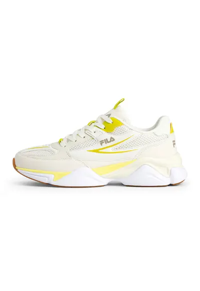 Pantofi sport de piele ecologica cu insertii din material textil Recade - Galben pai/Bej deschis