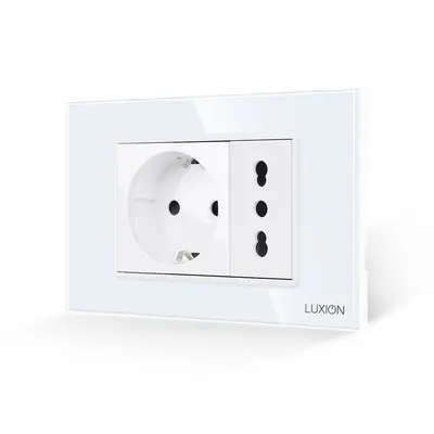 Priza Schuko + Universala Italiana cu Rama din Sticla LUXION, Standard Italian, 3M