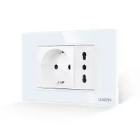 Priza Schuko + Universala Italiana cu Rama din Sticla LUXION, Standard Italian, 3M