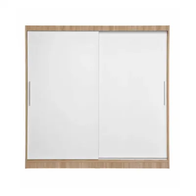 Dulap CORFU 01, usi glisante, corp sonoma + usi alb, 200x60x200 cm