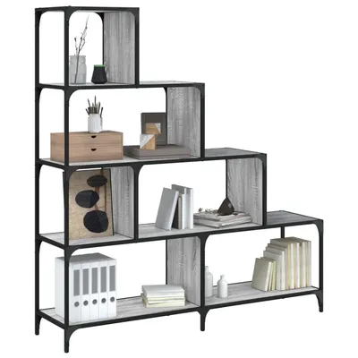 vidaXL Bibliotecă cu 4 niveluri gri sonoma 139x33,5x149 cm lemn