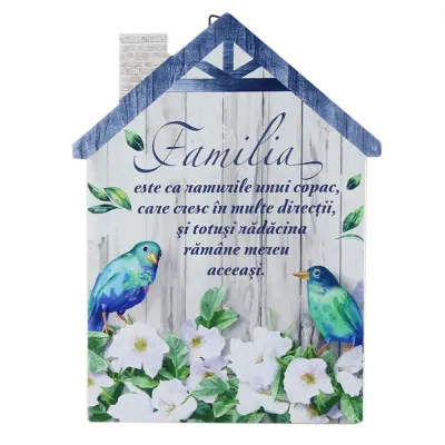 Plachet din ipsos Casuta Familia Acasa 15x20 cm Texte Diferite