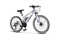 Bicicletă MTB cu suspensie integrala X6 21v Alb/Mov