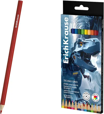 Creioane colorate Erich Krause Techno Dino - 12 culori