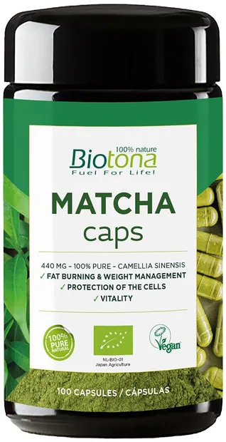 Ceai Matcha, 440 mg, 100 capsule, Biotona