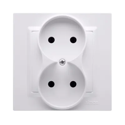 Priza dubla fara impamantare pentru doza rotunda, 16 A, 250V~, alb,borne cu surub, produs complet