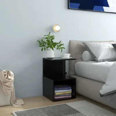 vidaXL Noptiere, 2 buc., negru, 35x35x55 cm, PAL