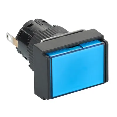 Lampa pilot dreptunghi. Ø16 IP65 albastra - LED 24VDC integral conector polariz.