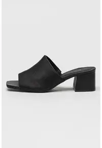 Papuci cu toc cu model tip monograma - Negru