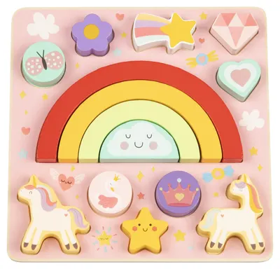 Puzzle din lemn și joc de echilibru 2 în 1 Hi Pando - Unicorn