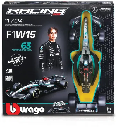 Mașină de asamblat Bburago - Mercedes GP F1 W15 EQ Performance Team, George Russell, 1:24