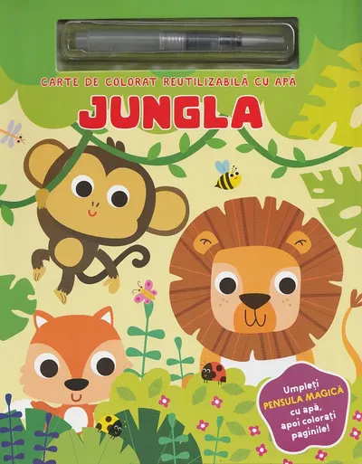 Jungla. Carte colorat reutilizabilă cu apă