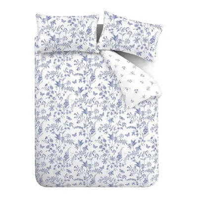 Lenjerie de pat albastră din bumbac percal pentru pat de o persoană 135x200 cm Thea Floral – Bianca