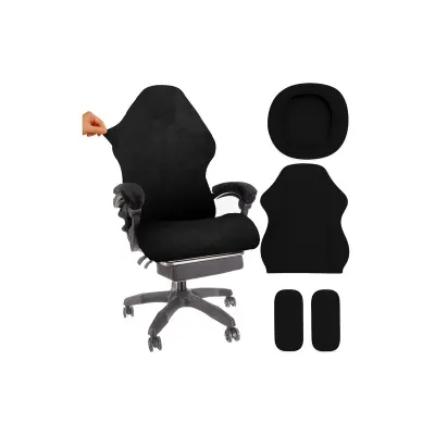 Husa protectie scaun gaming, 4 parti, universala, lavabila, poliester elastic, negru
