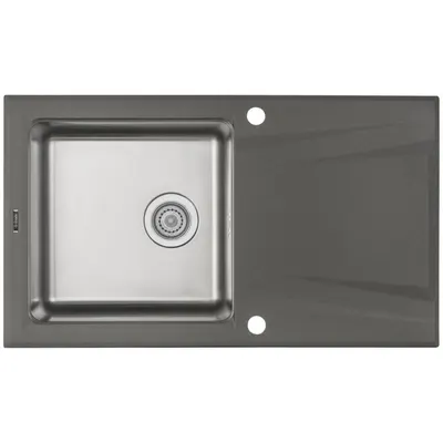 Chiuveta bucatarie hibrida din inox si compozit cu picurator antracit metalic Deante Prime T113