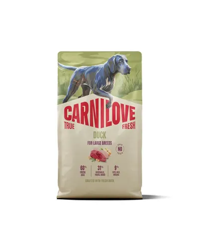 CARNILOVE True Fresh Dog Duck Junior Large 4 kg hrană cu rață pentru juniori de rase mari