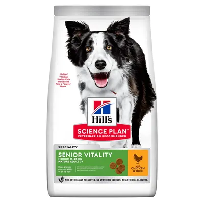 HILLS SP CANINE SENIOR VITALITY MED, hrana uscata pentru caini seniori de talie medie, cu pui, 2.5 KG
