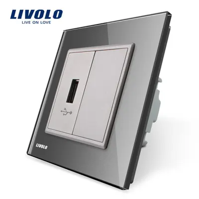 Priza simpla USB Gri