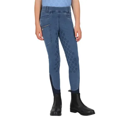 Legging echitație QHP Aubree cu prindere totală pentru fete