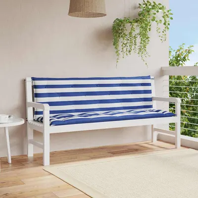 vidaXL Perne bancă, 2 buc., 150x50x7 cm dungi albastre și albe, oxford