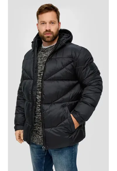 Geaca matlasata barbati big size cu gluga - Big - Negru - Negru