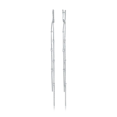 Cercei lugi din aur alb cu diamante de 1.2ct